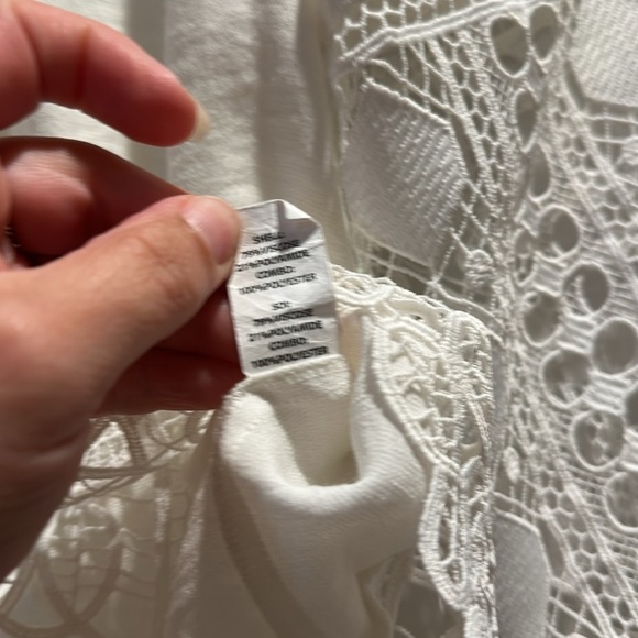 Ramy Brook Lyndsey Off Shoulder Lace Sleeve Top Soft White XS P - Picture 9 of 9